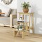 Natural Rubber Wood 3-in-1 Step Ladder, Stool and Plant Stand with Anti-Slip Pedals